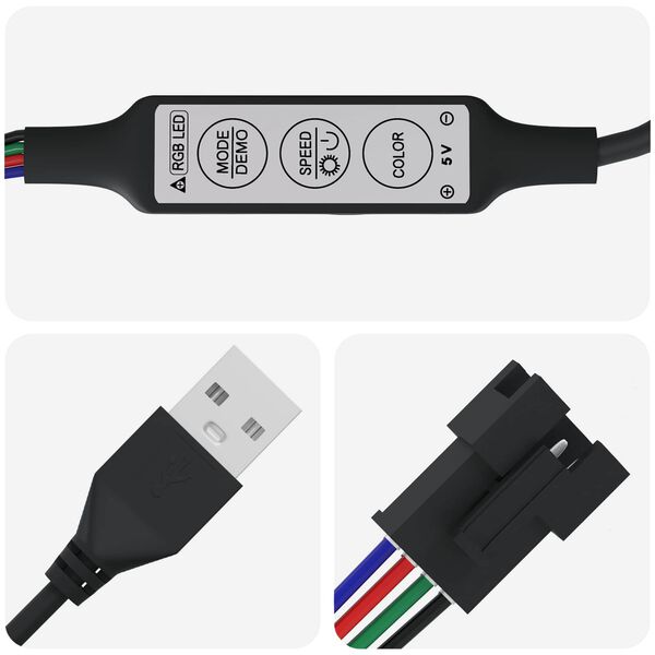 vidaXL LED juosta 4 pcs Juoda ir permatoma 130 x 0,8 x 0,3 cm