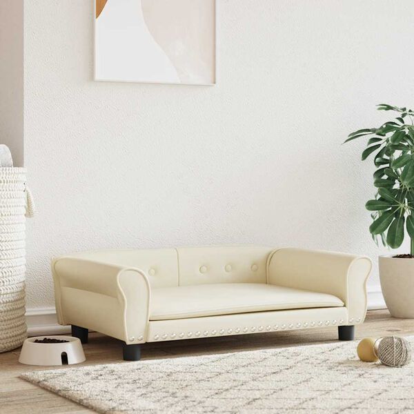 vidaXL Lova &scaron;unims, kreminės spalvos, 95x55x30cm, dirbtinė oda