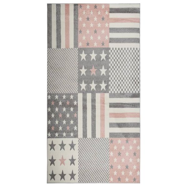 vidaXL Vaiki&scaron;kas kilimas, rožinės spalvos, 80x150cm, su žvaigždėmis