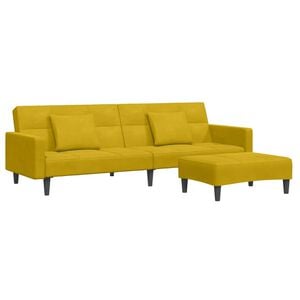 vidaXL Dvivietė sofa-lova su pakoja, geltonos spalvos, aksomas