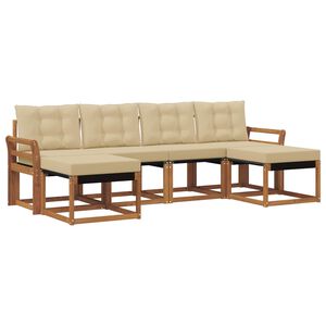 vidaXL Lauko sofos komplektas su pagalve 6 pcs Natūralus ir bežinis