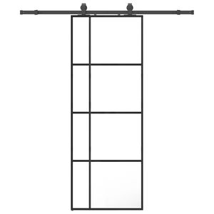 vidaXL Stumdomos durys su įrangos rinkiniu, juodas, 76x205 cm, ESG ir