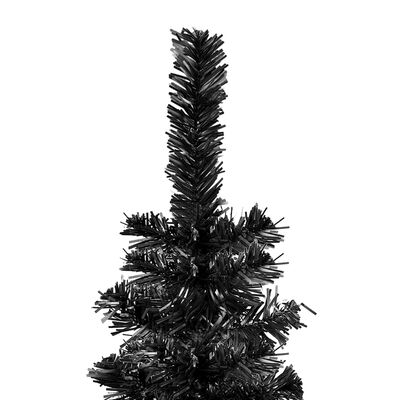 vidaXL Plona apšviesta Kalėdų eglutė su žaisliukais, juoda, 150cm