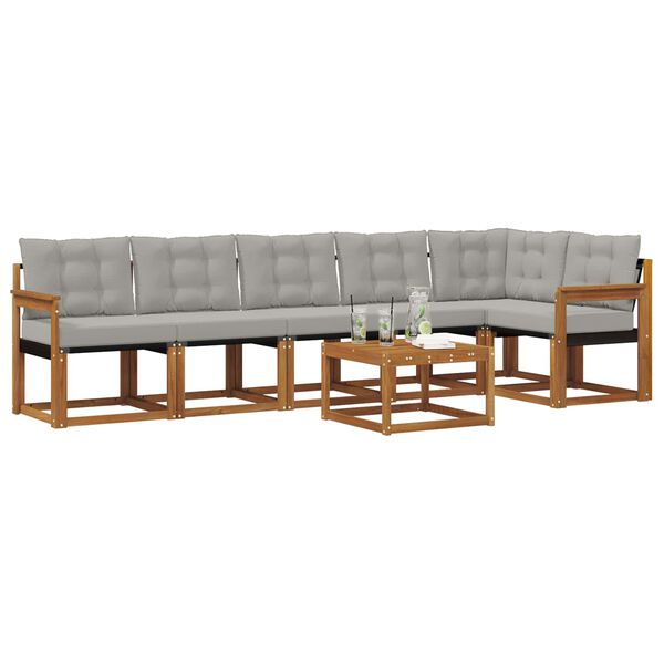 vidaXL Lauko sofos komplektas 7 pcs Natūrali ir &scaron;viesiai pilka