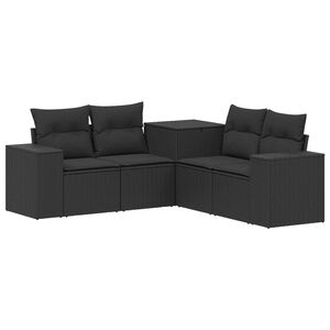 vidaXL Sofos komplektas 5 vnt. Juoda Poli ratanas ir plienas