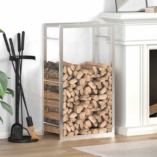 vidaXL Stovas malkoms, 50x28x94 cm, nerūdijantis plienas