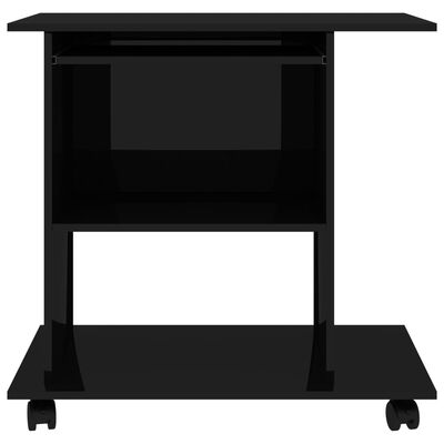 vidaXL Kompiuterio stalas, juodas, 80x50x75cm, MDP, labai blizgus