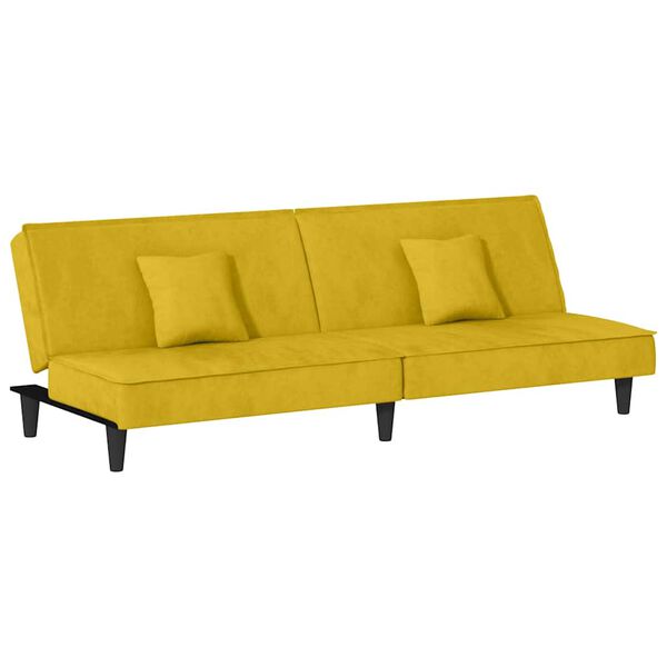vidaXL Sofa-lova, geltonos spalvos, aksomas