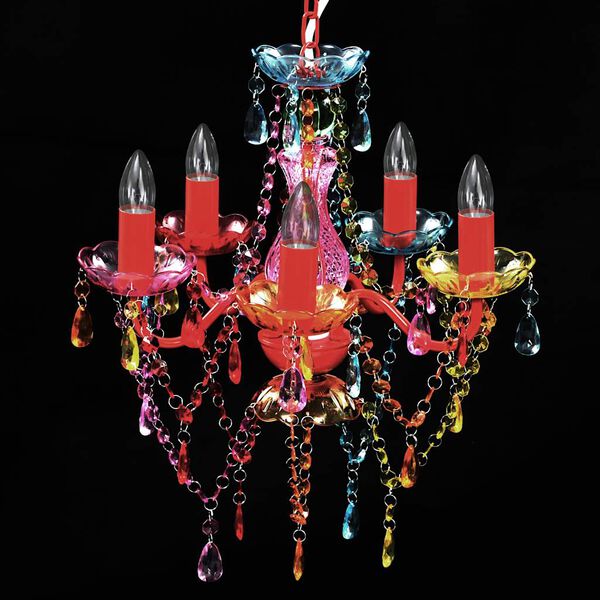 Įvairiaspalvis Krištolinis Sietynas, 5 Lemputės