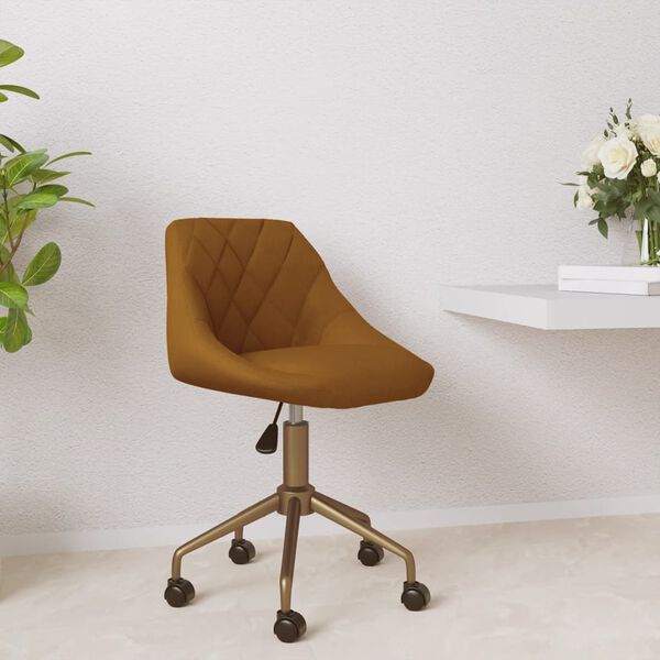 vidaXL Pasukama valgomojo kėdė, rudos spalvos, aksomas