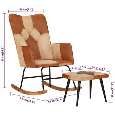 vidaXL Supama kėdė su pakoja, rudos spalvos, tikra oda ir drobė