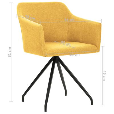vidaXL Pasukamos valgomojo kėdės, 2vnt., garstyčių geltonos, audinys