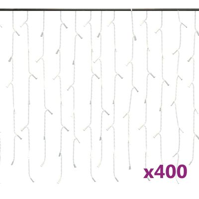 vidaXL LED girlianda varvekliai, 10m, 400 šiltų baltų LED, 8 funkcijos