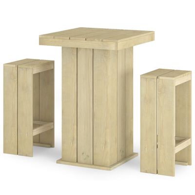 vidaXL Sodo baro baldų komplektas, 3 dalių, impregnuota pušies mediena