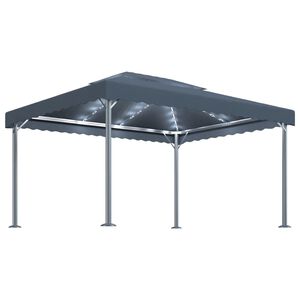 vidaXL Pavėsinė su lemputėmis LED, antracito, 400x300cm