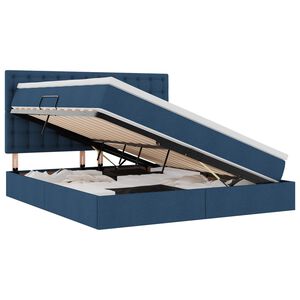 vidaXL Lova su daiktų laikymo vieta ir LED su LED Mėlyna 180 x 200 cm