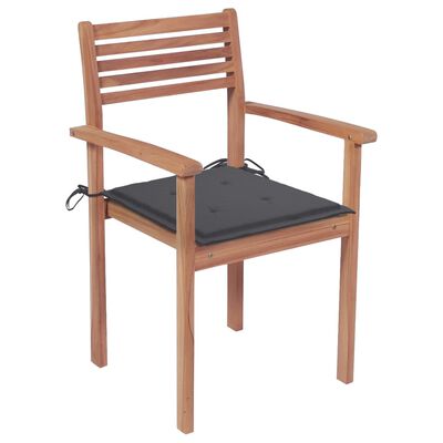 vidaXL Sodo kėdės su antracito pagalvėlėmis, 4vnt., tikmedžio masyvas