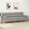 vidaXL Trivietė sofa su pagalvėmis, &scaron;viesiai pilka, 210cm, audinys