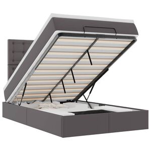 vidaXL Osmanų lovos rėmas su čiužiniu, pilka, 120x200cm, dirbtinė oda