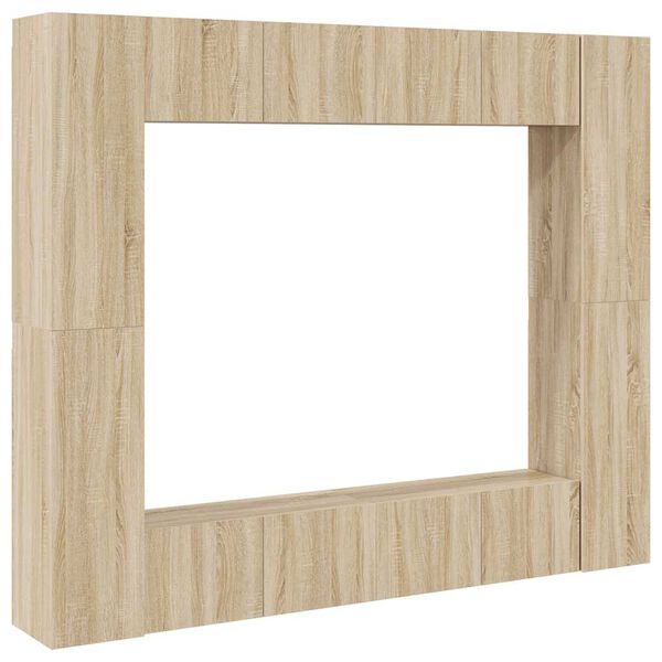 vidaXL Televizoriaus spintelių komplektas, 8 dalių, ąžuolo, mediena