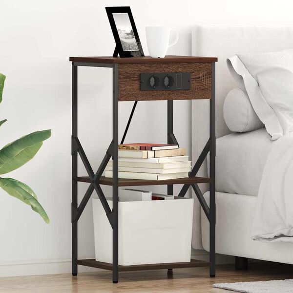 vidaXL &Scaron;alia lovos spintelė su lentyna Rudas ąžuolas 41 x 31 x 76 cm