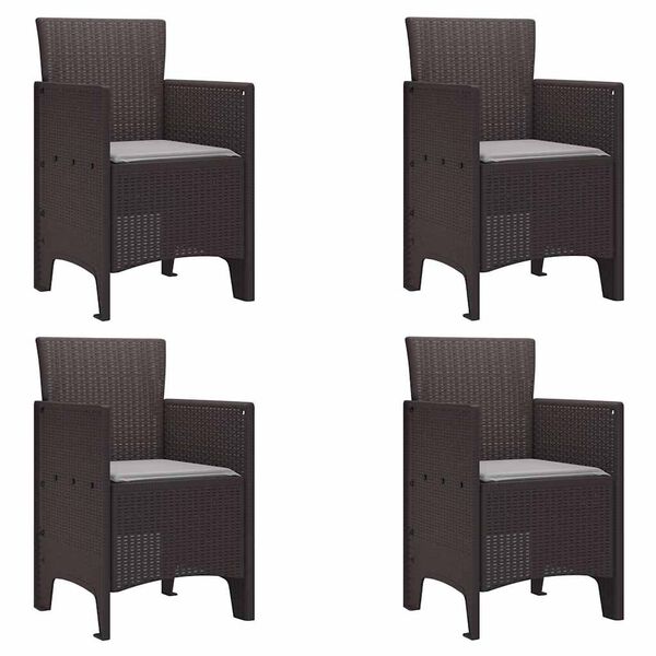 vidaXL Sodo Kėdė 4 pcs Ruda 53 x 49 x 85 cm PP