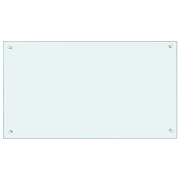 vidaXL Virtuvės sienelė, baltos spalvos, 90x50cm, grūdintas stiklas