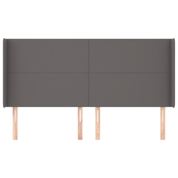 vidaXL Galvūgalis su auselėmis, pilkos, 183x16x118/128cm, dirbtinė oda