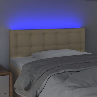vidaXL Galvūgalis su LED, kreminės spalvos, 90x5x78/88cm, audinys