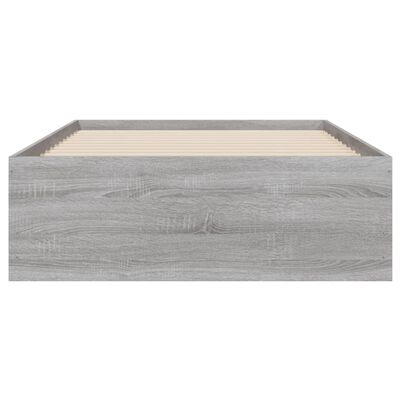 vidaXL Lovos rėmas su stalčiais, pilkas ąžuolo, 75x190cm, mediena
