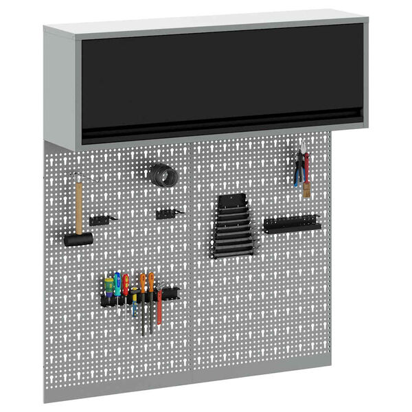 vidaXL Įrankių spinta ir pegboard rinkinys su lentyna 3 pcs Juoda