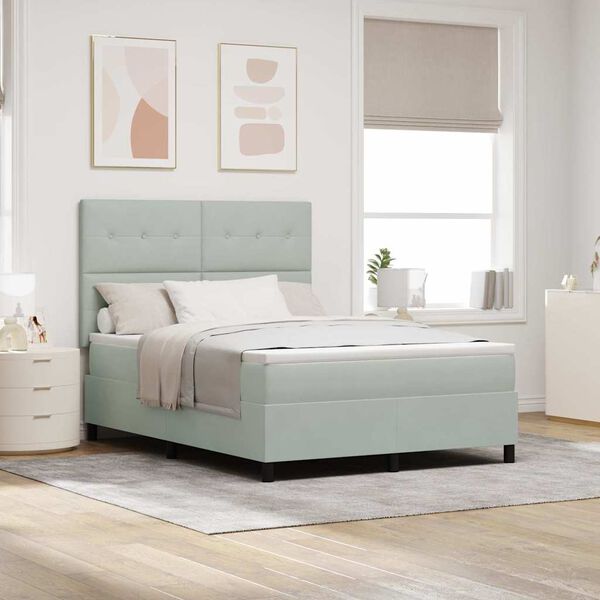 vidaXL LED Čiužinio Lova &Scaron;viesiai pilka 140 x 200 cm audinys