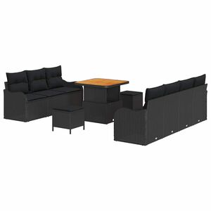 vidaXL Sodo Sofų Rinkinys su pagalve su saugykla 10 pcs Juoda