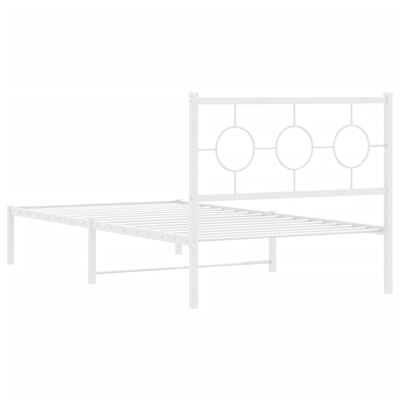 vidaXL Metalinis lovos rėmas su galvūgaliu, baltos spalvos, 100x200cm
