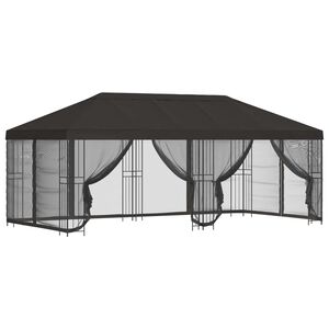 vidaXL Paviljonas su &scaron;oninėmis sienelėmis 6 x 3 m Antracito
