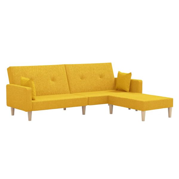 vidaXL Dvivietė sofa-lova su pakoja, geltonos spalvos, audinys