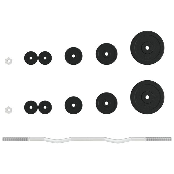 vidaXL &Scaron;tangos su svoriais rinkinys, 30kg, ketus ir chromuotas plienas