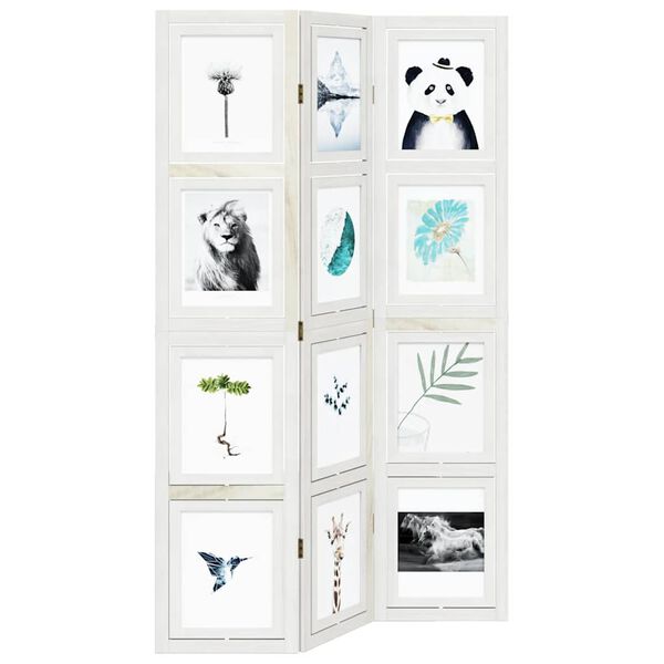 vidaXL Kambario pertvara, 3 segmentai, balta, paulovnijos masyvas