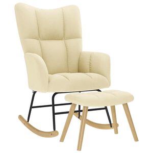 vidaXL Supama kėdė su pakoja, kreminės spalvos, audinys