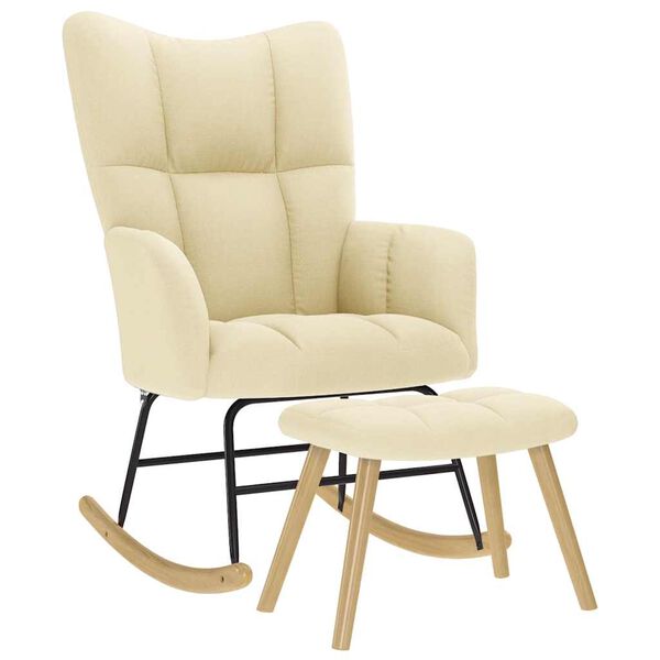 vidaXL Supama kėdė su pakoja, kreminės spalvos, audinys