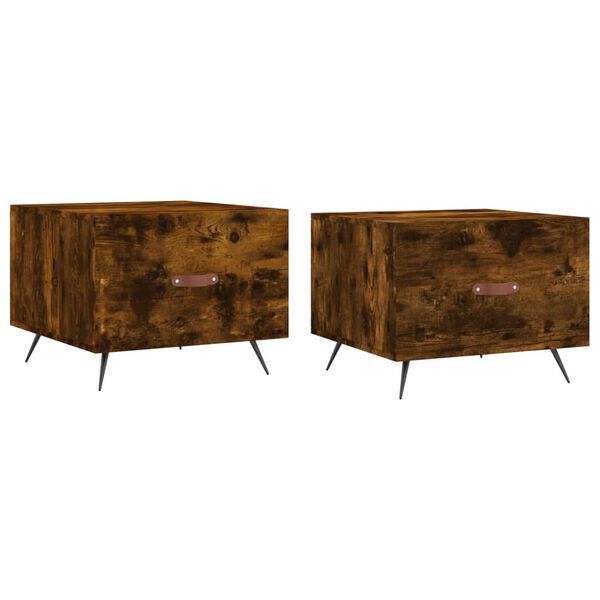 vidaXL Kavos staliukai, 2vnt., dūminio ąžuolo, 50x50x40cm, mediena