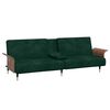 vidaXL Sofa-lova su puodelių laikikliais, tamsiai žalia, aksomas