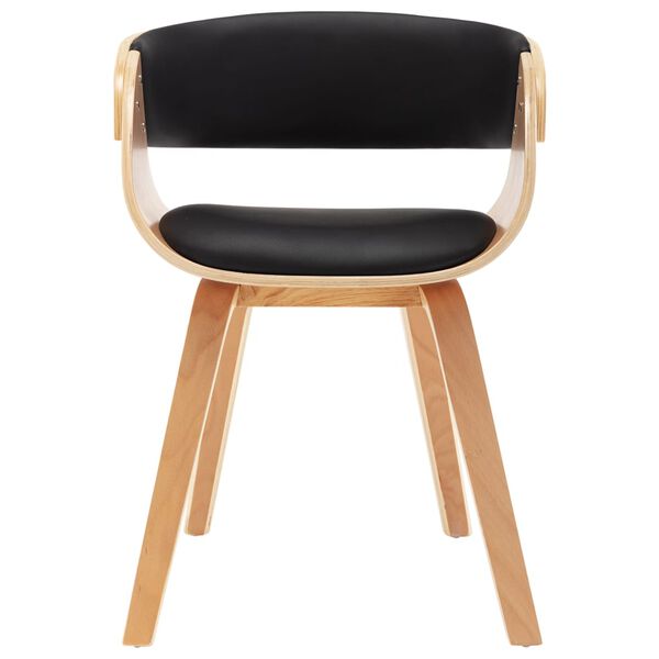 vidaXL Valgomojo kėdės, 4vnt., juodos, i&scaron;lenkta med. ir dirbt. oda