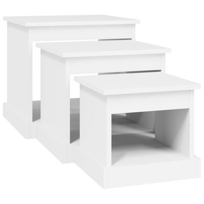 vidaXL Kavos staliukai, 3vnt., baltos spalvos, apdirbta mediena