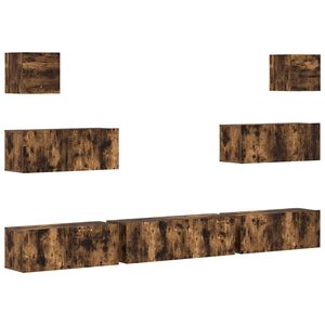 vidaXL TV spintelių komplektas, 7 dalių, dūminio ąžuolo, mediena