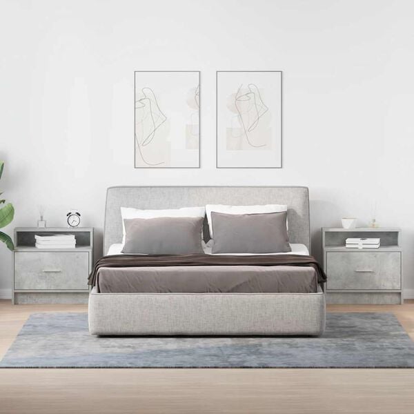 vidaXL Naktinės spintelės su stalčiumi, 2vnt., pilka, 51x31x47cm