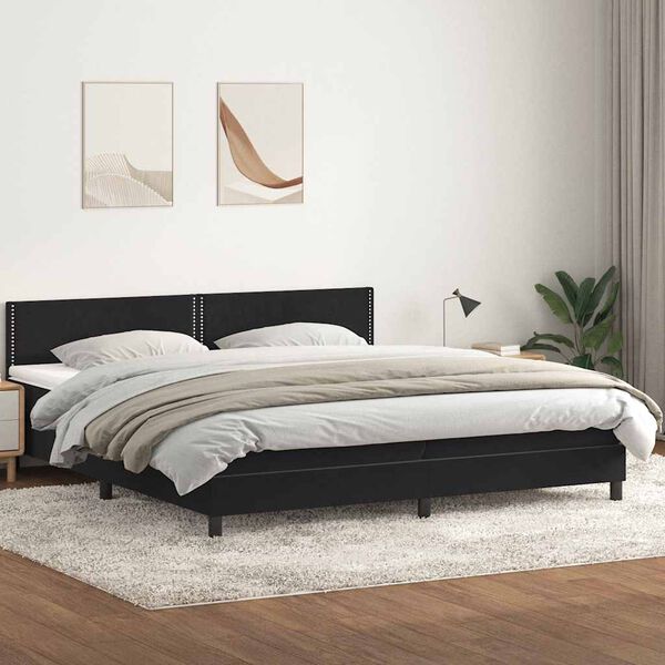 vidaXL Box Spring Lova su čiužiniu Juodas 200x210 cm Velvet