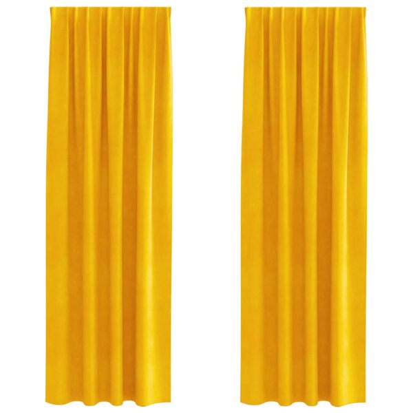 vidaXL Užtemdymo užuolaidos 2 pcs Garučių geltona 140 x 245 cm Aksomas