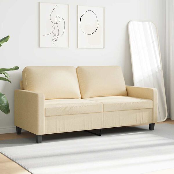 vidaXL Dvivietė sofa, kreminės spalvos, 140cm, audinys