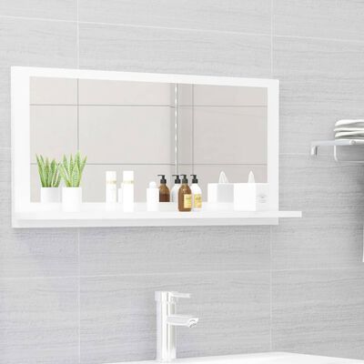 vidaXL Vonios kambario veidrodis, baltas, 80x10,5x37cm, MDP, blizgus